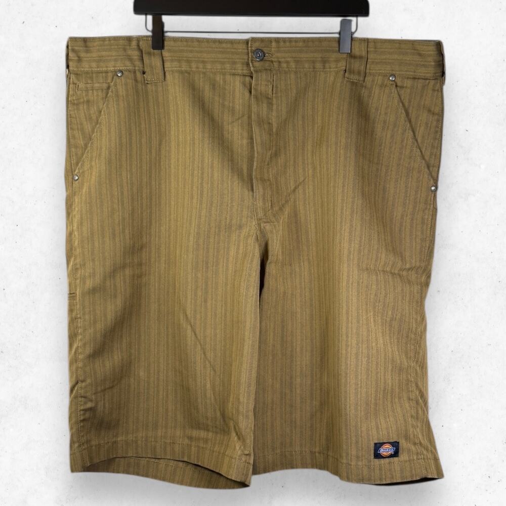 Dickies Shorts Men's Size 44 Beige Brown Stripes Regular Fit Side Pocket